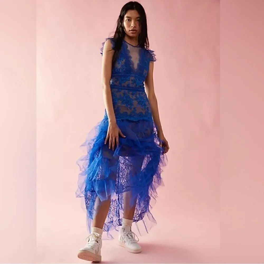 Free People Bronx and Banco Nina Cobalt Maxi Dress/ Size XS